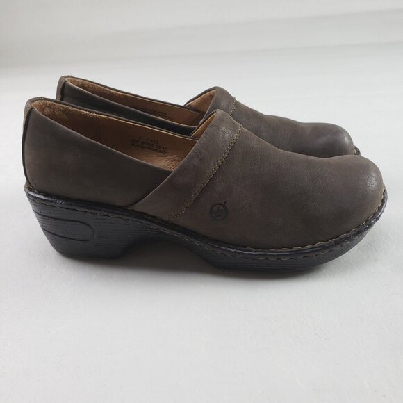 Born Toby Leather Clog Womens 9 Brown Slip On Comfort Heeled Casual Shoe - Picture 2 of 11